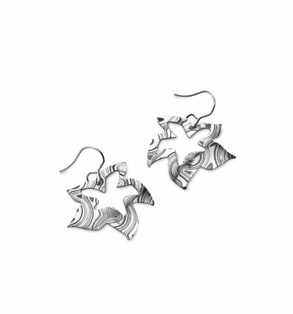 Stainless steel damask earrings, orchid flower with hole