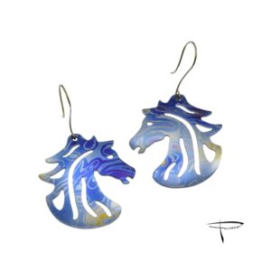 Orecchini in damasco di titanio testa di cavallo