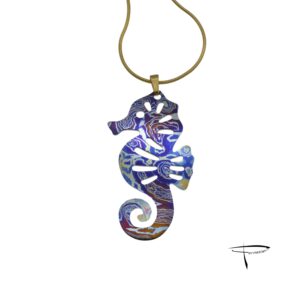 Pendente in damasco di titanio Cavalluccio marino