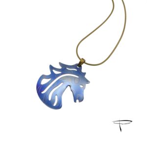 Pendente in damasco di titanio Testa di cavallo piccola