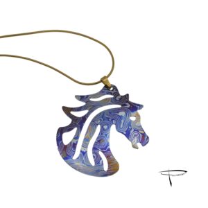 Pendente in damasco di titanio Testa di cavallo