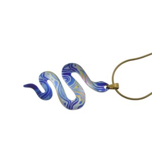 Pendente in damasco di titanio Serpente