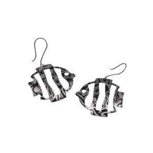 Orecchini in damasco di acciaio inossidabile Pesci