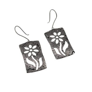 Orecchini in damasco di acciaio inossidabile Piastre fiore