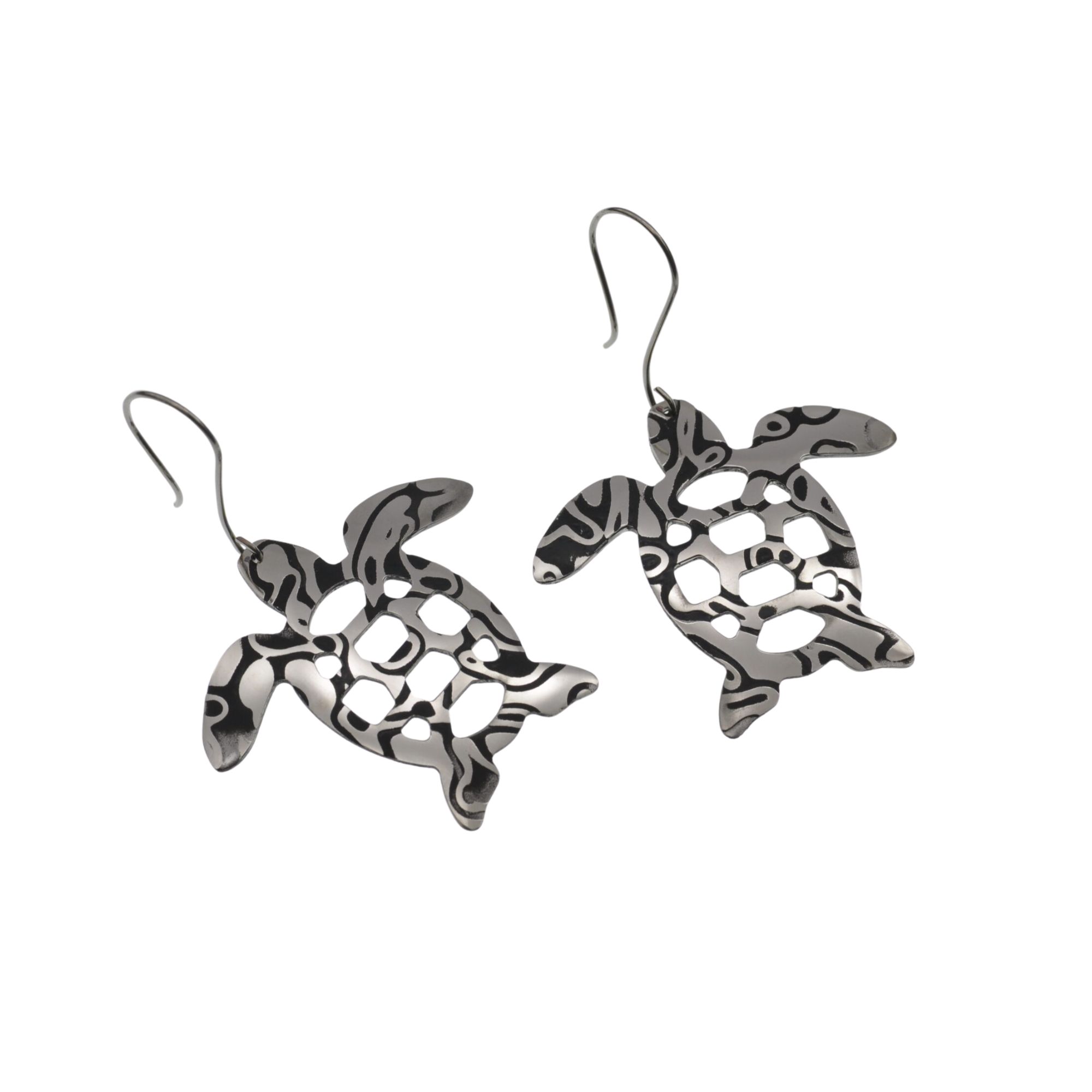 Orecchini in damasco di acciaio inossidabile Tartarughe