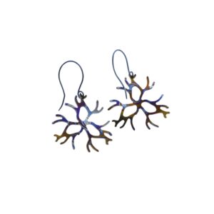 Orecchini in damasco di titanio Coralli 3 rami