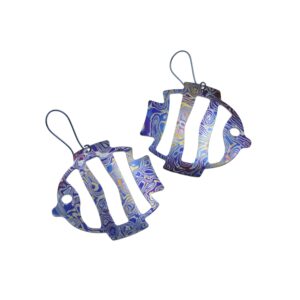 Orecchini in damasco di titanio Pesci grandi