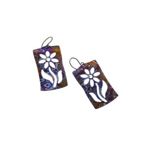 Orecchini in damasco di titanio Piastre fiore