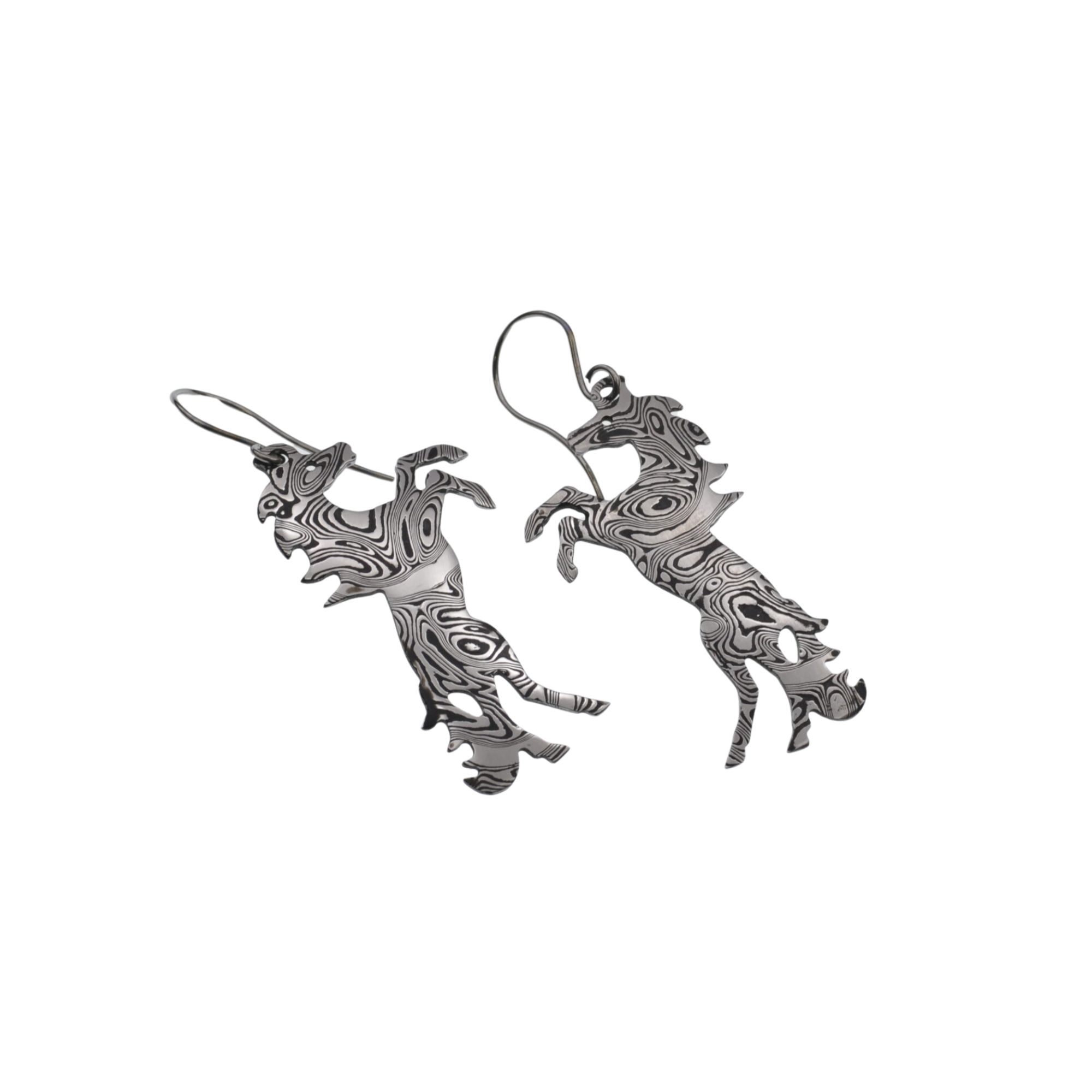 Orecchini in damasco di acciaio inossidabile Cavallini rampanti