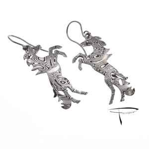 Orecchini in damasco di acciaio inossidabile Cavallini rampanti