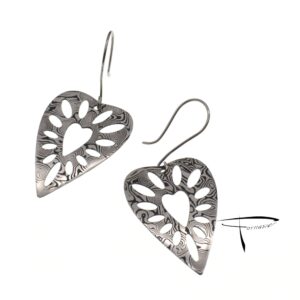 Orecchini in damasco di acciaio inossidabile Cuori