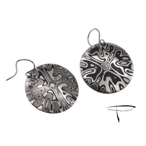 Orecchini in damasco di acciaio inossidabile Dischi