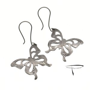 Orecchini in damasco di acciaio inox farfalle