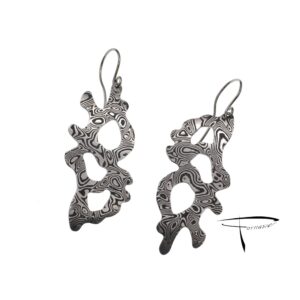 Orecchini in damasco di acciaio inossidabile Forme astratte