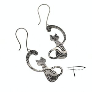 Orecchini in damasco di acciaio inossidabile Gatti