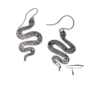 Orecchini in damasco di acciaio inossidabile Serpenti