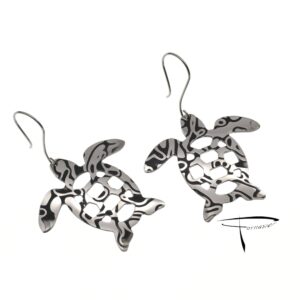 Orecchini in damasco di acciaio inossidabile Tartarughe