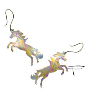 Orecchini in damasco di titanio Cavallini rampanti