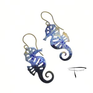 Orecchini in damasco di titanio Cavallucci marini