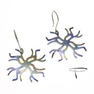 Orecchini in damasco di titanio Coralli 4 rami