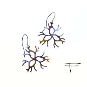 Orecchini in damasco di titanio Coralli 3 rami