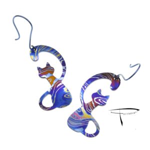 Orecchini in damasco di titanio Gatti