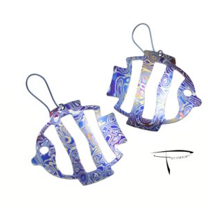 Orecchini in damasco di titanio Pesci grandi