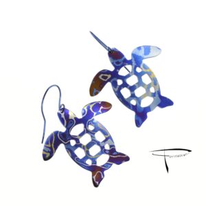 Orecchini in damasco di titanio Tartarughe