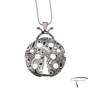 Pendente in damasco di acciaio inossidabile Coccinella grande