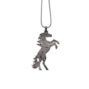 Pendente in damasco di acciaio inossidabile Cavallino rampante