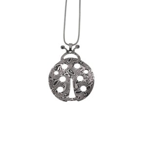 Pendente in damasco di acciaio inossidabile Coccinella grande