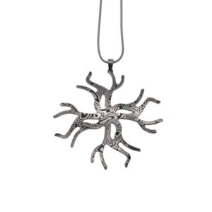 Pendente in damasco di acciaio inossidabile Corallo quattro rami