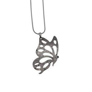 Pendente in damasco di acciaio inossidabile Farfalla profilo