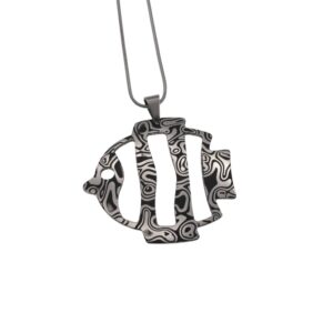 Pendente in damasco di acciaio inossidabile Pesce