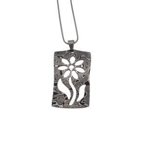 Pendente in damasco di acciaio inossidabile Piastra con fiore