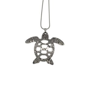 Pendente in damasco di acciaio inossidabile Tartaruga