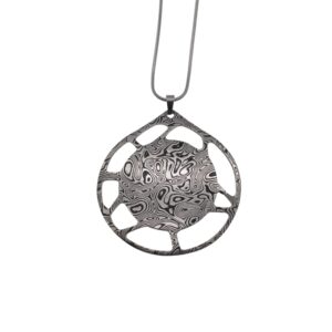 Pendente in damasco di acciaio inossidabile Tondo con cornice traforata