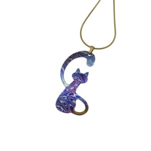 Pendente in damasco di titanio Gatto