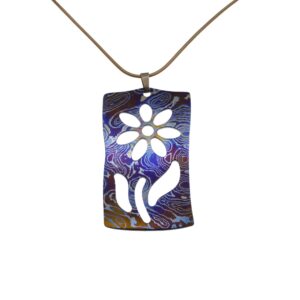 Pendente in damasco di titanio Piastra fiore