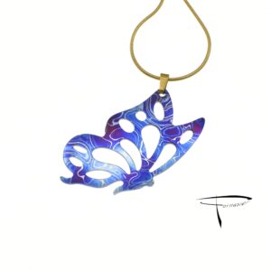Pendente in damasco di titanio Farfalla profilo