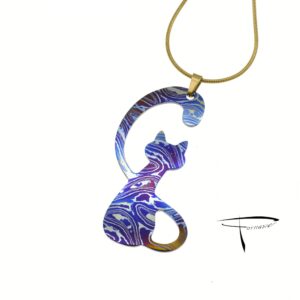 Pendente in damasco di titanio Gatto