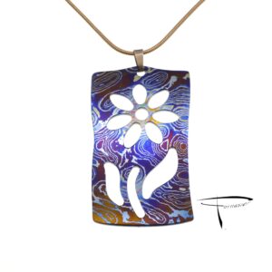 Pendente in damasco di titanio Piastra fiore