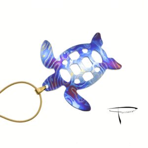 Pendente in damasco di titanio Tartaruga