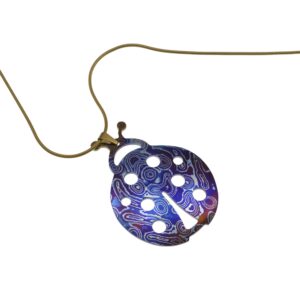 Pendente in damasco di titanio Coccinella grande