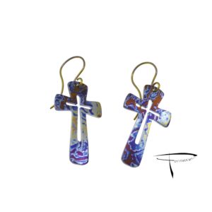 Orecchini in damasco di titanio Croci con foro