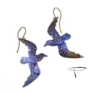 Orecchini in damasco di titanio Gabbiani