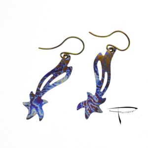 Orecchini in damasco di titanio Stelle cadenti