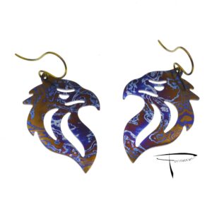 Orecchini in damasco di titanio Teste di falco