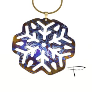 Pendente in damasco di titanio Fiocco di neve 01