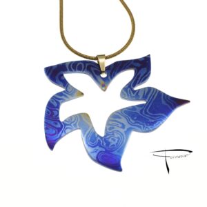 Pendente in damasco di titanio Fiore orchidea